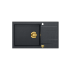 QUADRON EVAN 136 XL GraniteQ zlewozmywak z syfonem Push to Open 1-komorowy z/o (860x500x210; kom. 420x490) black diamond / elementy złote HCQE58650U8PVDG1P2O